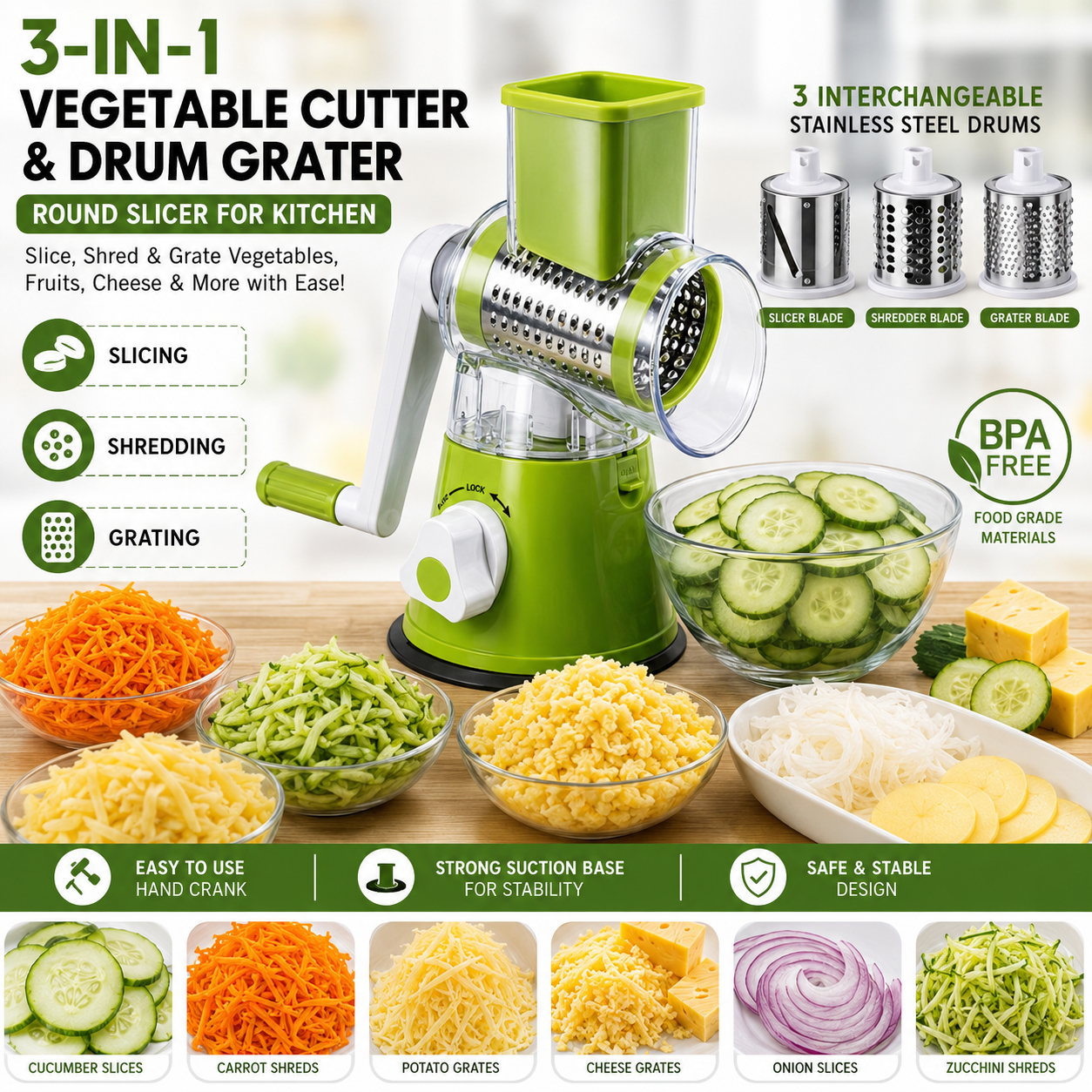3 in 1 Multifunction Vegetable Cutter & Slicer