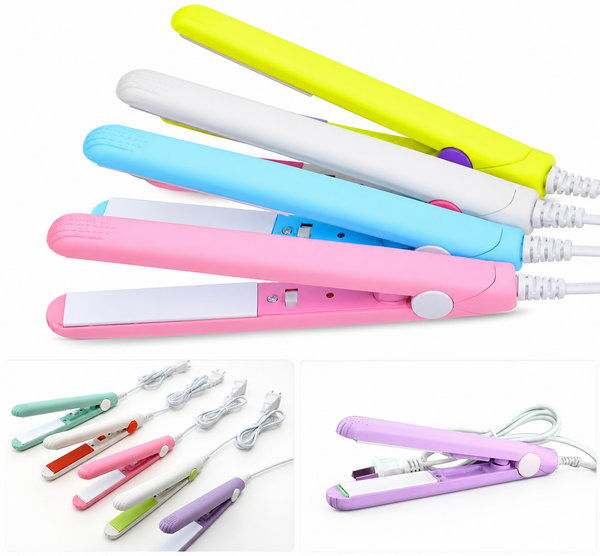 Portable Mini Ceramic Hair Straightener | Fast Heating Travel Size Hair Styling Iron for Smooth & Silky Hair