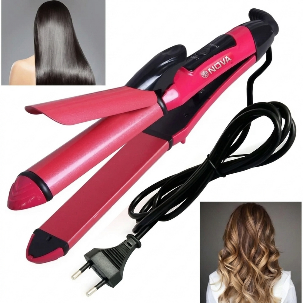 Nova Professional 2-in-1 Hair Curler and Straightener – Ceramic Coated